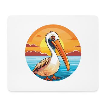 Pelican Funny Cartoon Kawaii Beach Illustration - Mouse Pad (horizontal) - white - Front