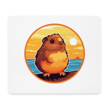 Guinea Pig Funny Cartoon Kawaii Beach Illustration - Mouse Pad (horizontal) - white - Front