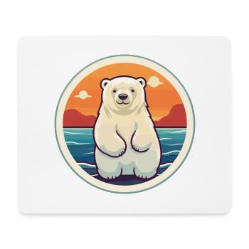 Polar Bear Funny Cartoon Kawaii Beach Illustration - Mouse Pad (horizontal) - white - Front