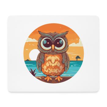 Eule lustige Karikatur Kawaii Strand Illustration - Mousepad (Querformat) - Weiß - Vorne