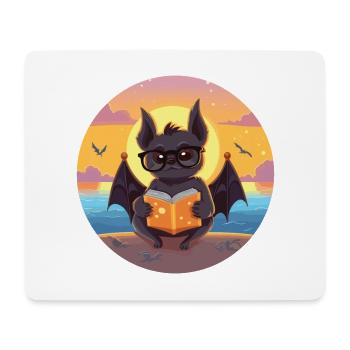 Chauve-souris mignon drôle dessin animé kawaii livre plage - Tapis de souris (format paysage) - blanc - Devant