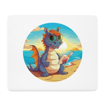 Drache Niedlich Lustige Karikatur Kawaii Buch Strand - Mousepad (Querformat) - Weiß - Vorne