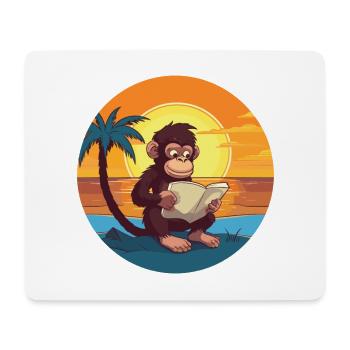 Affe Niedliche Lustige Karikatur Kawaii Buch Strand - Mousepad (Querformat) - Weiß - Vorne