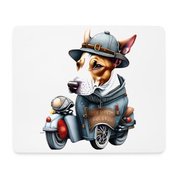 English Bull Terrier Motorcycle Santa Hat - Mouse Pad (horizontal) - white - Front