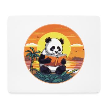 Panda Mignon Drôle Dessin Animé Kawaii Livre Plage - Tapis de souris (format paysage) - blanc - Devant