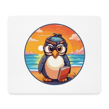 Pinguin Niedliche lustige Karikatur Kawaii Buch Strand - Mousepad (Querformat) - Weiß - Vorne