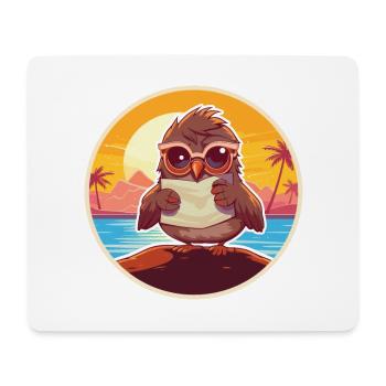 Sparrow Cute Funny Cartoon Kawaii Book Beach - Mouse Pad (horizontal) - white - Front