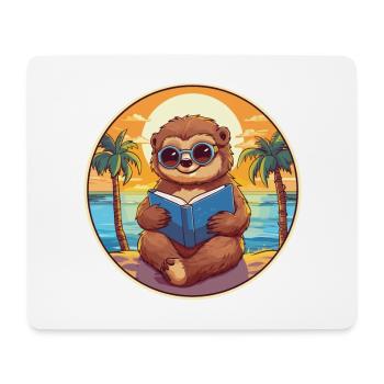Faultier Niedliche Lustige Karikatur Kawaii Buch Strand - Mousepad (Querformat) - Weiß - Vorne