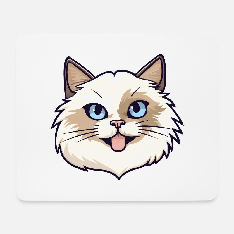 Birma Heilige Katze Karikatur Aquarell Illustration - Mousepad (Querformat) - Weiß