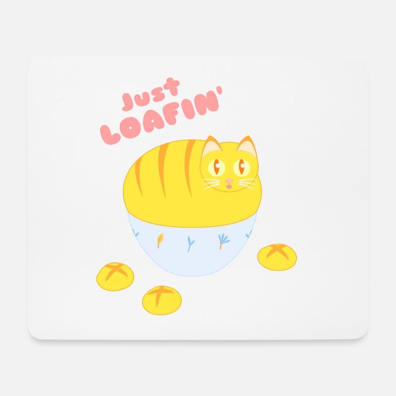 Just Loafin' - Kawaii tabby cat with funny saying - Mouse Pad (horizontal) - white