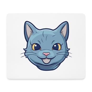 Illustration d’aquarelle de bande dessinée de chat bleu russe - Tapis de souris (format paysage) - blanc - Devant