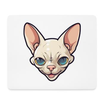 Illustration d’aquarelle de dessin animé de chat Sphynx - Tapis de souris (format paysage) - blanc - Devant