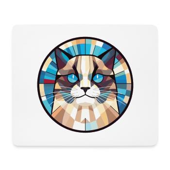 Illustration à l’aquarelle colorée de race de chat de Birmanie - Tapis de souris (format paysage) - blanc - Devant