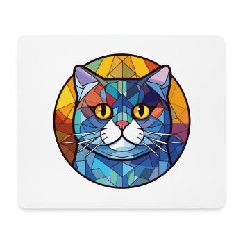 British Shorthair Cat Colorful Watercolor Cartoon - Mouse Pad (horizontal) - white - Front