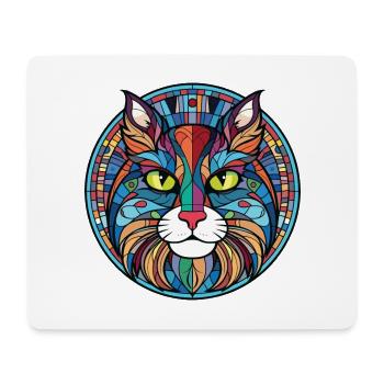 Norwegian Forest Cat Colorful Watercolor Cartoon - Mouse Pad (horizontal) - white - Front