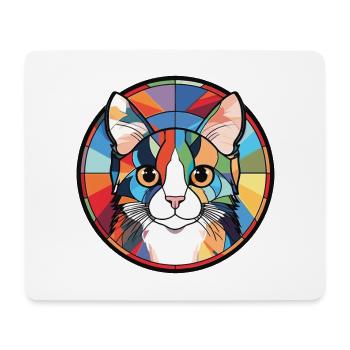 Korean Bobtail Cat Colorful Watercolor Pet Cartoon - Mouse Pad (horizontal) - white - Front