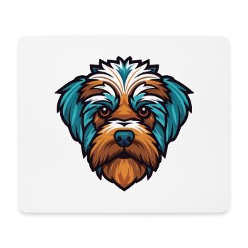 Bichon Yorkie chien race aquarelle Illustration - Tapis de souris (format paysage) - blanc - Devant