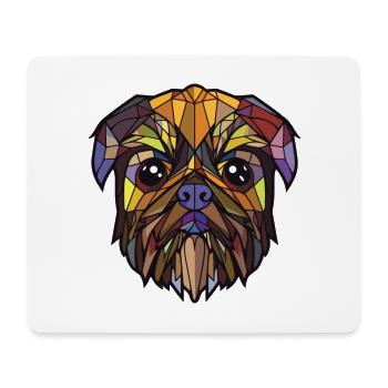 Illustration à l’aquarelle de race de chien griffon de Bruxelles - Tapis de souris (format paysage) - blanc - Devant