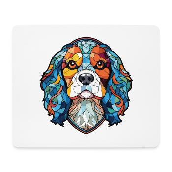 Cavalier King Charles Spaniel chien race aquarelle - Tapis de souris (format paysage) - blanc - Devant