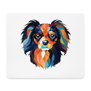 Continental Spielzeug Spaniel Hunderasse Aquarellglas - Mousepad (Querformat) - Weiß - Vorne