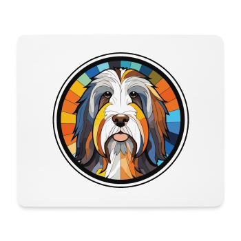 Bärtiger Collie Hund Rasse Aquarell Illustration - Mousepad (Querformat) - Weiß - Vorne