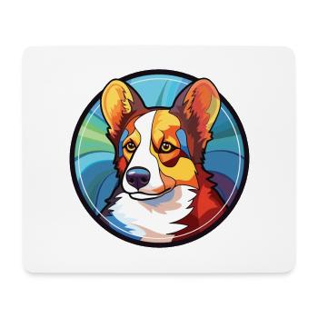 Cardigan Welsh Corgi chien race aquarelle colorée - Tapis de souris (format paysage) - blanc - Devant