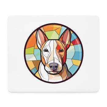 Bull Terrier chien race aquarelle Illustration - Tapis de souris (format paysage) - blanc - Devant