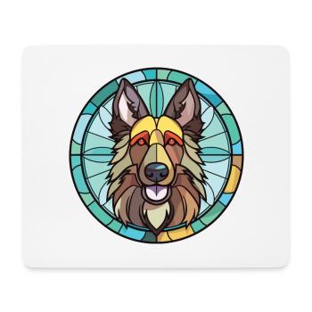 Belgian Tervuren Dog Breed Watercolor Illustration - Mouse Pad (horizontal) - white - Front