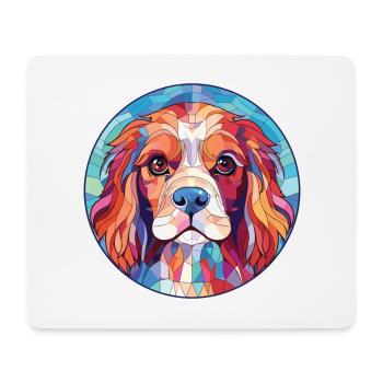 Cavalier King Charles Spaniel chien race aquarelle - Tapis de souris (format paysage) - blanc - Devant