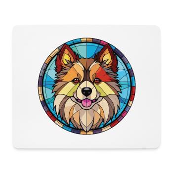 Keeshonden Hunderasse Aquarell Glas Illustration - Mousepad (Querformat) - Weiß - Vorne