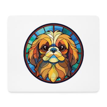 Illustration sur verre aquarelle de race de chien pékinois - Tapis de souris (format paysage) - blanc - Devant