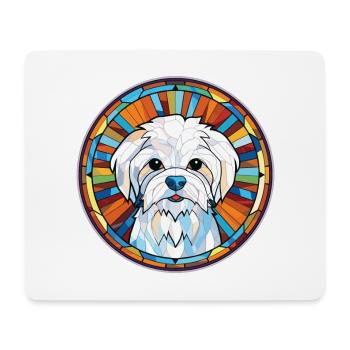 Malteser Hund Rasse Bunte Aquarell Illustration - Mousepad (Querformat) - Weiß - Vorne