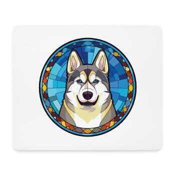 Husky chien race coloré aquarelle Illustration - Tapis de souris (format paysage) - blanc - Devant
