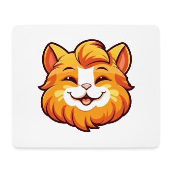 Ginger Longhair Cat Cartoon Watercolor Clipart - Mouse Pad (horizontal) - white - Front