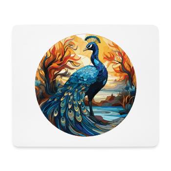 Peacock Colorful Watercolor Animal Illustration - Mouse Pad (horizontal) - white - Front