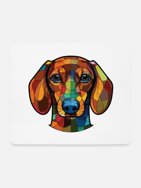 Dackelhund Buntes Aquarell Tier Cartoon - Mousepad (Querformat) - Weiß