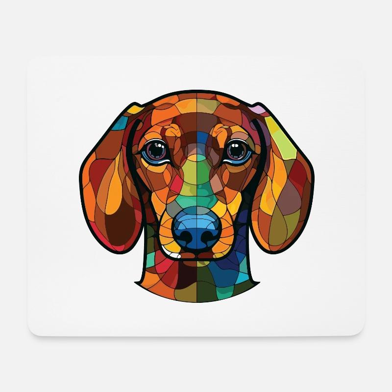 Dackelhund Buntes Aquarell Tier Cartoon - Mousepad (Querformat) - Weiß