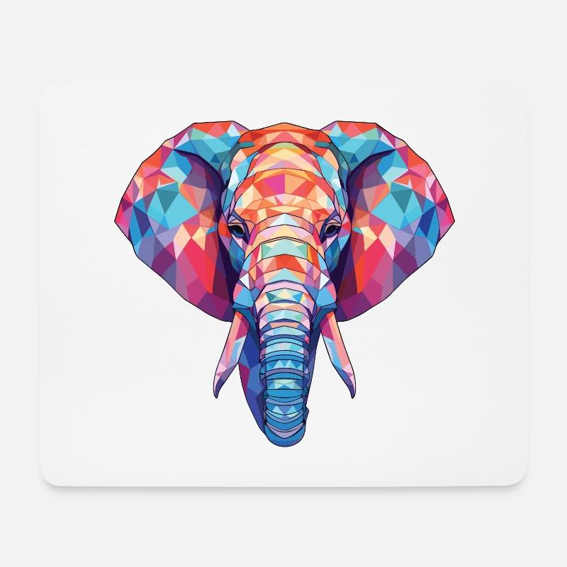 Bunte Aquarell-Tierillustration des Elefanten - Mousepad (Querformat) - Weiß