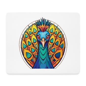 Pfau Buntes Aquarell Tier Illustration - Mousepad (Querformat) - Weiß - Vorne