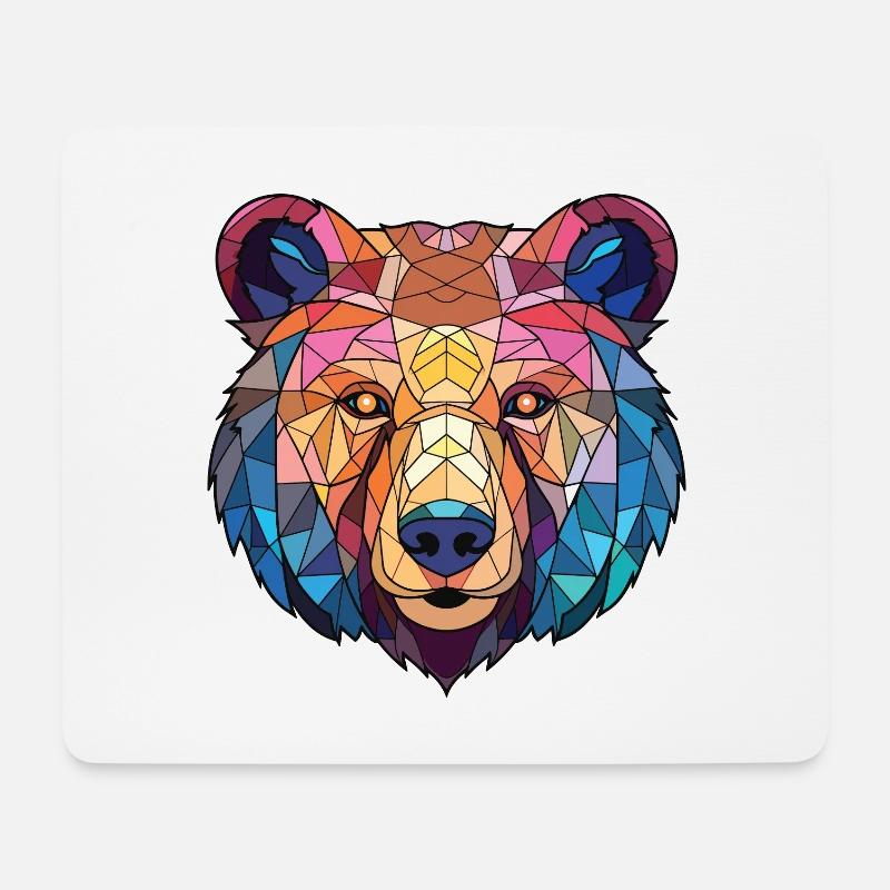 Bär buntes Aquarell Tier Haustier Illustration - Mousepad (Querformat) - Weiß