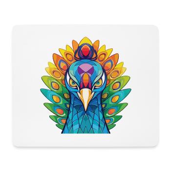 Pfau Buntes Aquarell Tier Illustration - Mousepad (Querformat) - Weiß - Vorne