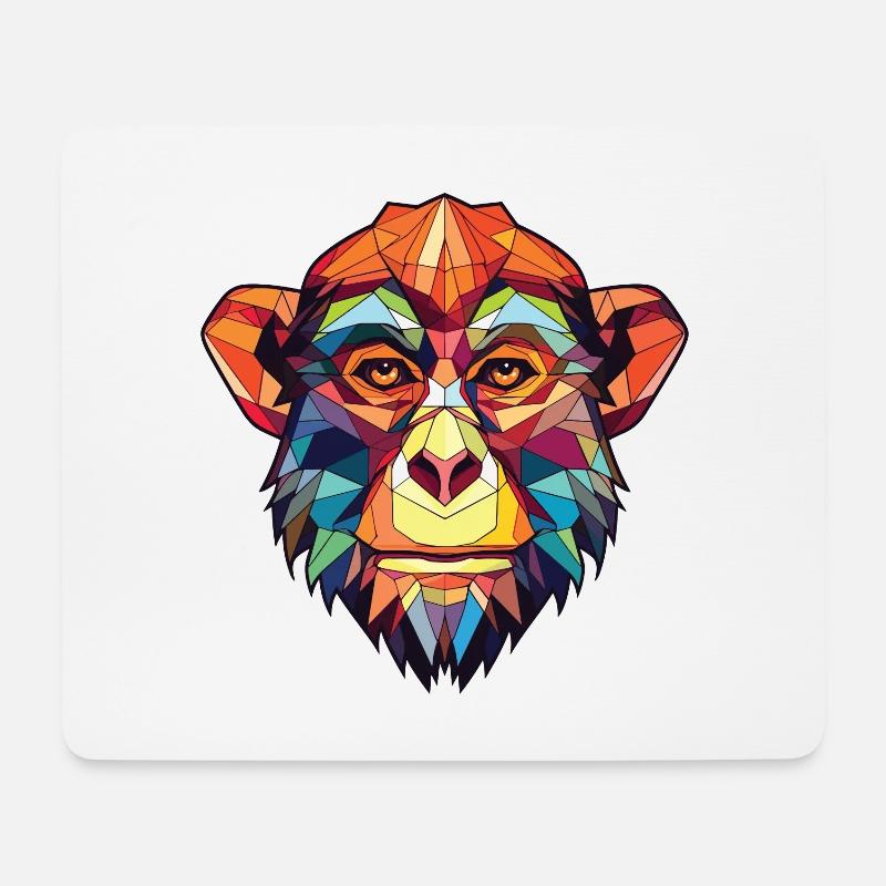 Affe buntes Aquarell Tier Haustier Illustration - Mousepad (Querformat) - Weiß