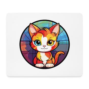 Chaton bébé chat coloré aquarelle Animal Cartoon - Tapis de souris (format paysage) - blanc - Devant