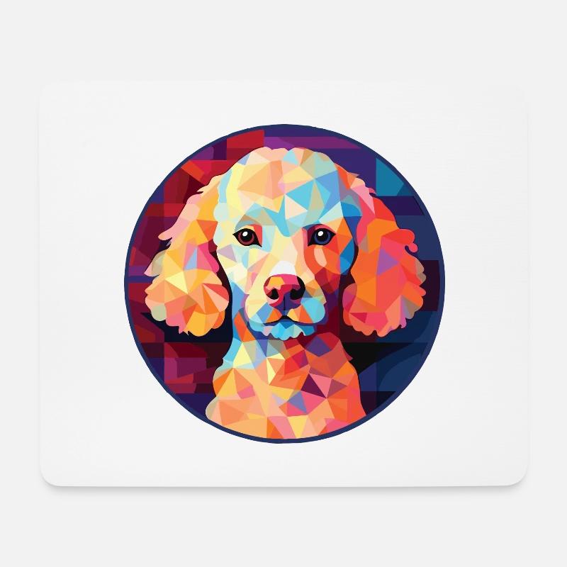 Pudel Hund Buntes Aquarell Tier Illustration - Mousepad (Querformat) - Weiß