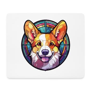 Corgi chien race coloré aquarelle illustration - Tapis de souris (format paysage) - blanc - Devant