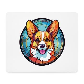 Corgi chien race coloré aquarelle illustration - Tapis de souris (format paysage) - blanc - Devant