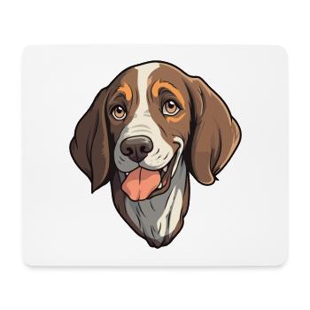Français Gascogne Pointer chien race Cartoon Kawaii Il - Tapis de souris (format paysage) - blanc - Devant