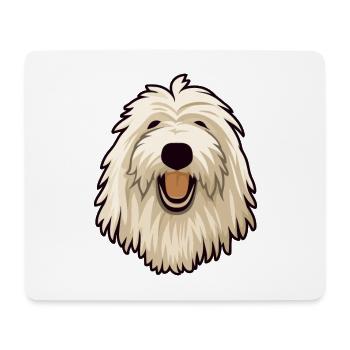 Komondor race de chien dessin animé kawaii illustration - Tapis de souris (format paysage) - blanc - Devant