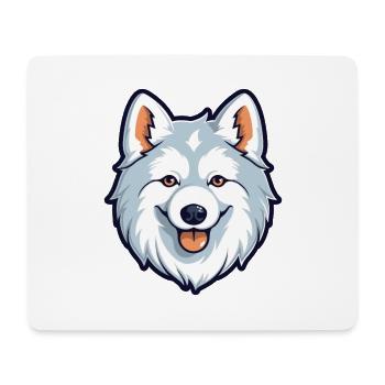 Nordique Spitz chien race Cartoon Kawaii Illustration - Tapis de souris (format paysage) - blanc - Devant