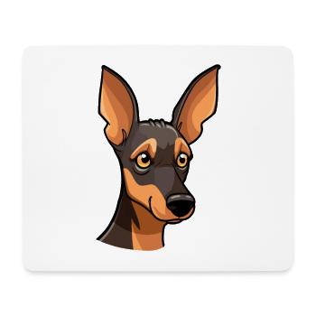 Manchester Terrier chien race dessin animé kawaii illust - Tapis de souris (format paysage) - blanc - Devant